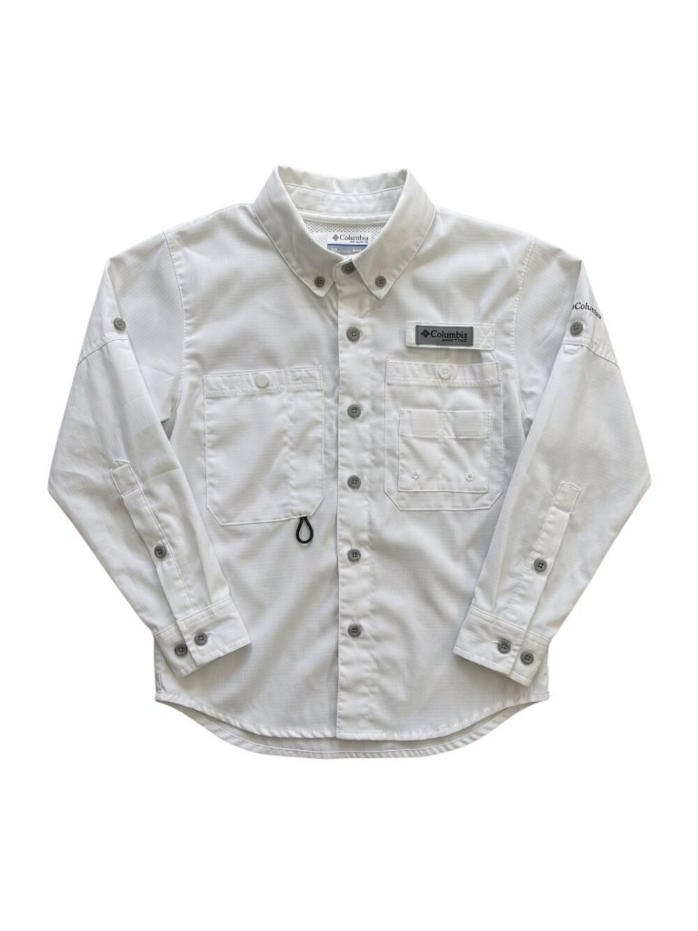 NWOT | Columbia Boys Long Sleeve Fishing Button Up Shirt White Omni-Shade | XXS
